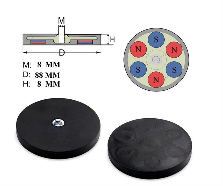 Heavy-Duty Rubber Coated Pot Magnet Mount For Off-Road Lights & Cameras | Sizes 22mm-88mm (M4-M6 Thread) price