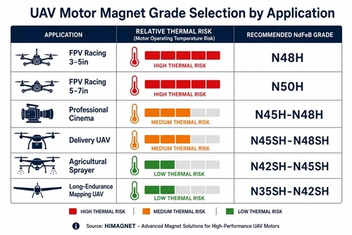 info-1-1 NdFeB arc segment magnet grade selection and thermal limits for UAV outrunner propulsion motors
