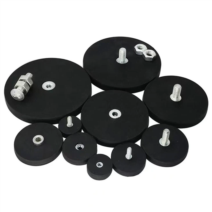 N52 Neodymium Pot Magnet With M6/M8 Threads | Rubber Coated For Welding, Cutting & Bending Jigs factory