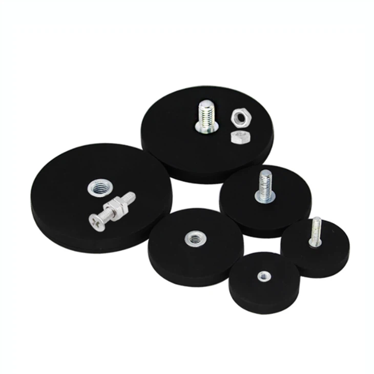 N52 Neodymium Pot Magnet With M6/M8 Threads | Rubber Coated For Welding, Cutting & Bending Jigs