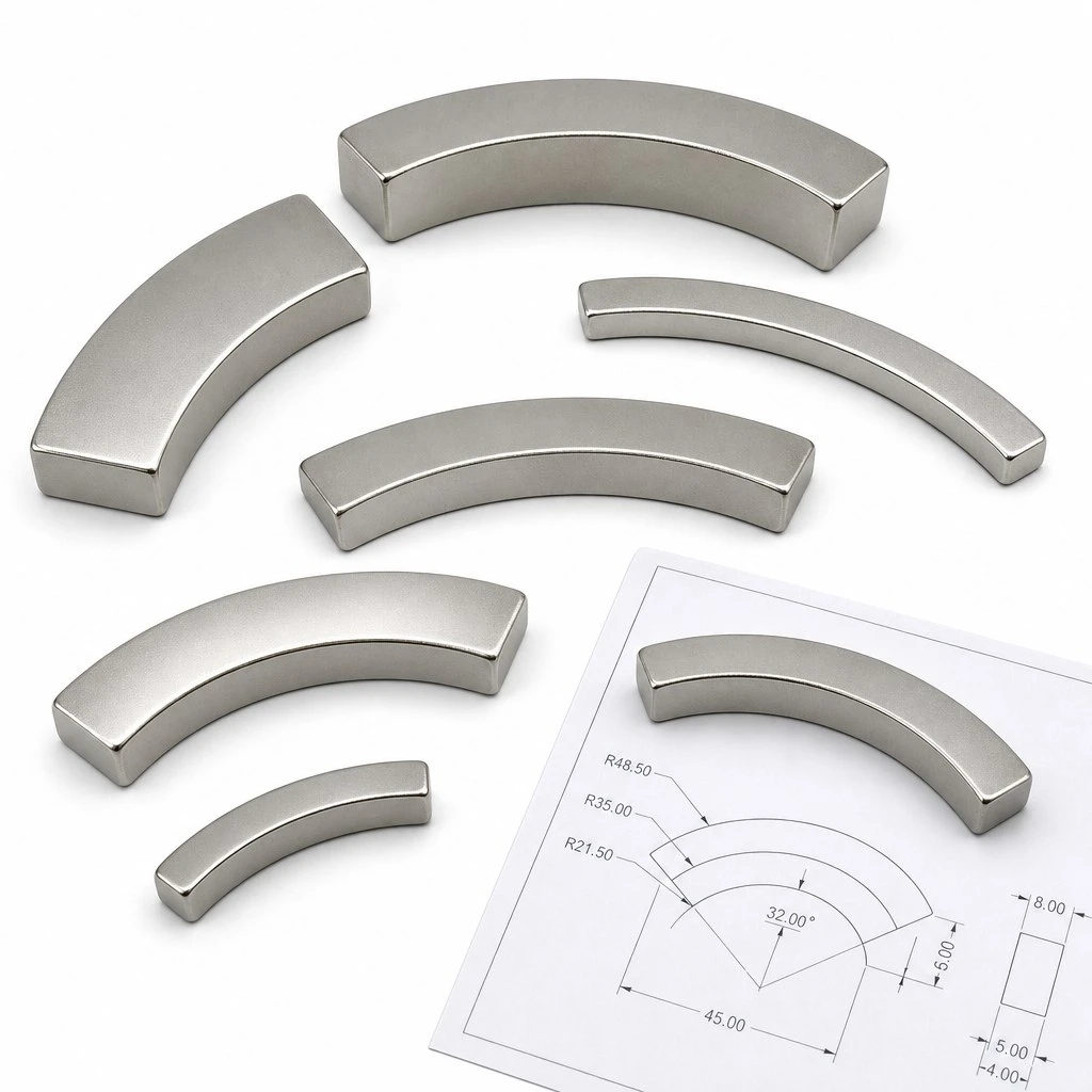 product-1-1 45SH neodymium arc magnet custom cut samples different sizes