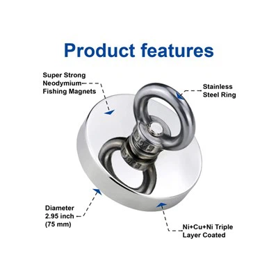 1300 LBS/590 Kg Single-Sided Pulling Force Strong Neodymium Magnet Fishing Tool